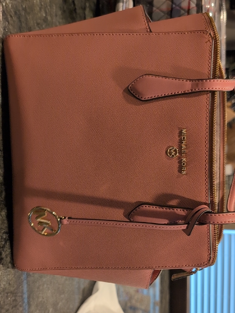 Michael Kors Dusty Rose Saffiano Leather Tote with Gold Hardware